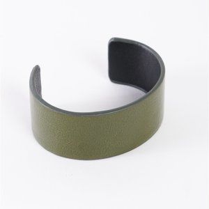 Olive Green Faux Leather Wide Cuff Bracelet